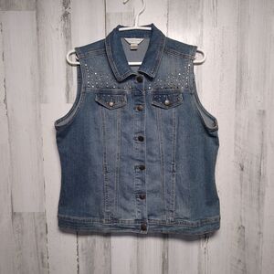 Studded Denim Vest Womens Petite XL